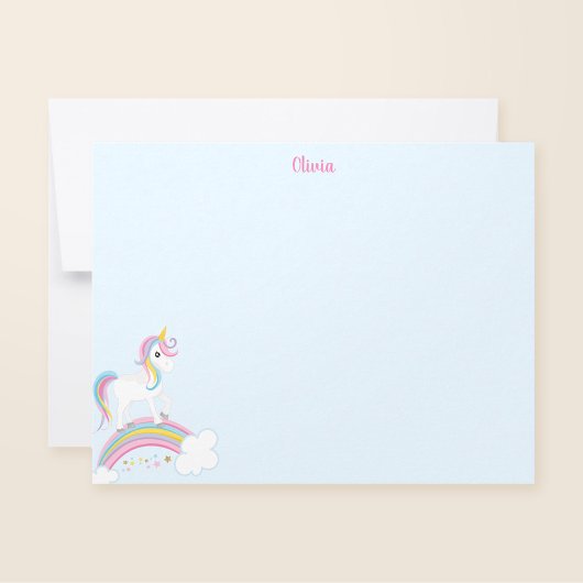 Magischer Regenbogen Unicorn Personalisiert Mitteilungskarte