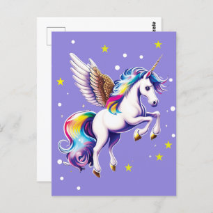 Magischer Regenbogen Unicorn Postkarte