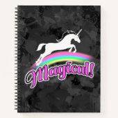 Magischer Regenbogen Unicorn Retro 80er Notizbuch (Vorderseite)