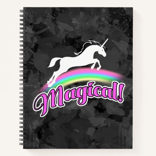 Magischer Regenbogen Unicorn Retro 80er Notizbuch (Vorderseite)