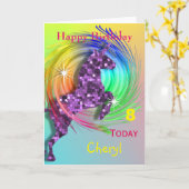 Magischer Regenbogen Unicorn Themed Happy Birthday Karte (Gelbe Blume)