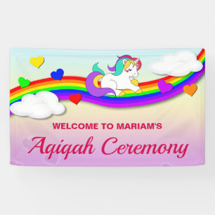 Magischer Regenbogenniedlicher Unicorn Aqiqah Banner