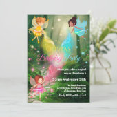 Magischer Regenbogenwald Fairy Girl Kind Geburtsta Einladung (Stehend Vorderseite)