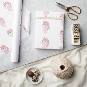 Magischer Rosa Einhorn Ballerina Geschenkpapier
