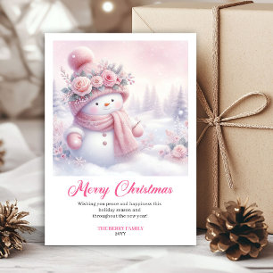 Magischer rosa Schneemann Weihnachten Kinderkarte 