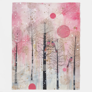 Magischer Rosa Winter-Sangvogelschutz Fleecedecke