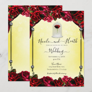 Magischer roter Rosen Wei&szlig;gold Silber Gelb H Einladung