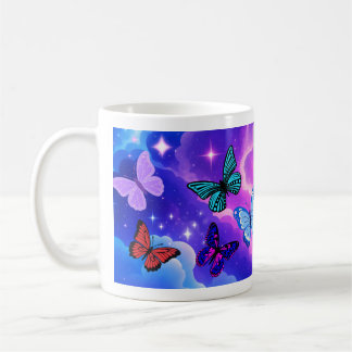 Magischer Schmetterling-Galaxie- & Sternen-Becher Kaffeetasse