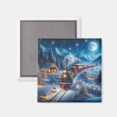 Magischer Schneebahn-Weihnachtszug-Winterszene Magnet (Vorderseite/Rückseite)