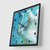 Magischer Schwan während einer Sommer-Dusche Quadratische Wanduhr (Winkel)
