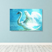 Magischer Schwan während einer Sommerdusche Leinwanddruck (Insitu (Holzboden))