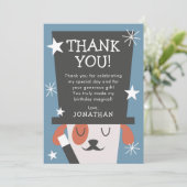 Magischer Show-Geburtstags-Hundemagier Dankeskarte (Stehend Vorderseite)