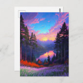 Magischer Sonnenuntergang im verzauberten Tal Postkarte (Vorne/Hinten)