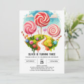 Magischer Spaß Lollipop Geburtstag Einladung (Stehend Vorderseite)