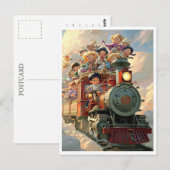 Magischer Spielzeugzug. Postkarte (Vorne/Hinten)