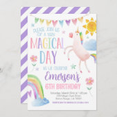 Magischer Tag Einhorn Geburtstag Einladung (Vorne/Hinten)