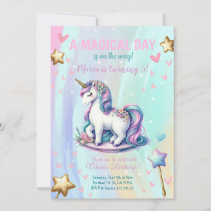 Magischer Tag Einhorn Kindergeburtstag Party Einladung