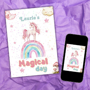 Magischer Tag Einhorn Pastell Regenbogen Konfetti  Einladung