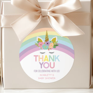 Magischer Tag Einhorn Regenbogen Baby Shower Gesch Runder Aufkleber