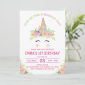 Magischer Tag Einhorn Regenbogen Geburtstag Einlad Einladung (Stehend Vorderseite)