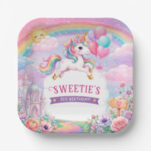 Magischer Tag Einhorn und Regenbogen Geburtstag Pappteller
