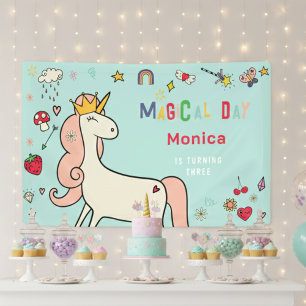Magischer Tag niedlicher Cartoon Einhorn Kindergeb Banner