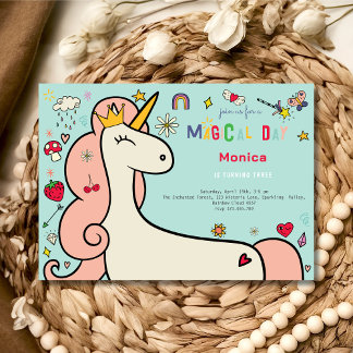 Magischer Tag niedlicher Cartoon Einhorn Kindergeb Einladung