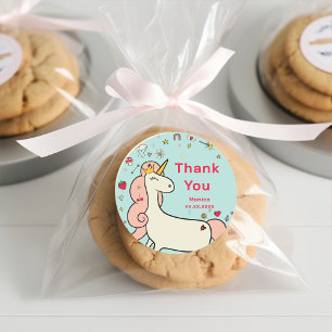 Magischer Tag niedlicher Cartoon Einhorn Kindergeb Runder Aufkleber