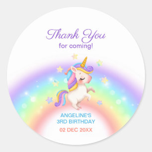 Magischer Tag Regenbogen Sterne Einhorn Geburtstag Runder Aufkleber