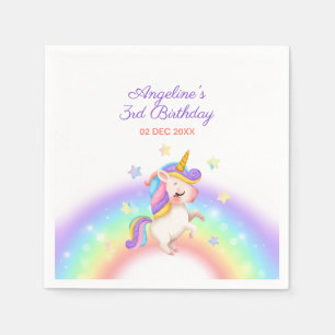 Magischer Tag Regenbogen Sterne Einhorn Geburtstag Serviette