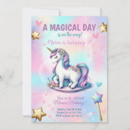 Magischer Tag Unicorn Girl Kindergeburtstag Party Einladung
