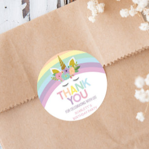 Magischer Tag Unicorn Rainbows Geburtstagsparty Ge Runder Aufkleber