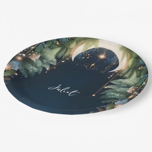 Magischer Traum Mystical Stars Moon Brautparty Pappteller (Schrägansicht)