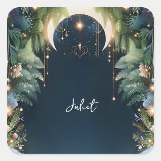 Magischer Traum Mystical Stars Moon Brautparty Quadratischer Aufkleber