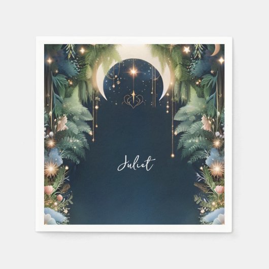 Magischer Traum Mystical Stars Moon Brautparty Serviette (Vorderseite)