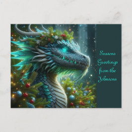 Magischer Türkischer Weihnachtsdrache Feiertagspostkarte