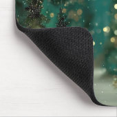 Magischer Türkisgrüner Wald Gold Bokeh Mousepad (Ecke)