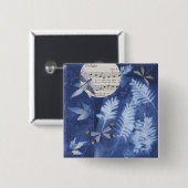 Magischer Twilight-Tanz-Libelle Cyanotype Pinback Button (Vorne & Hinten)