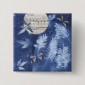Magischer Twilight-Tanz-Libelle Cyanotype Pinback Button (Vorderseite)