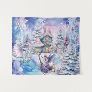 Magischer und wunderlicher Weihnachtsfee Wandteppich