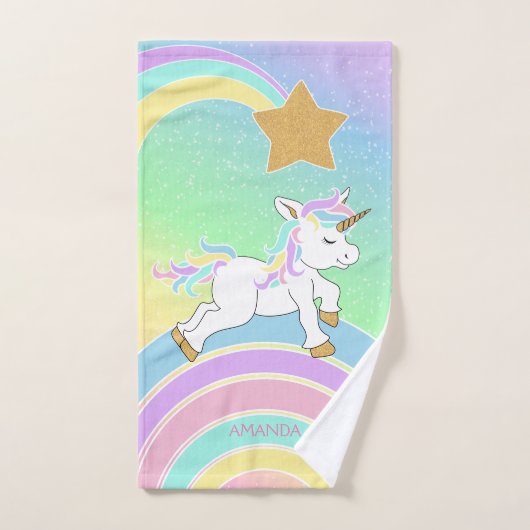 Magischer Unicorn-Regenbogen Badhandtuch Set (Handtuch)