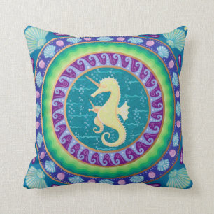 Magischer Unicorn-SeepferdMandala Kissen