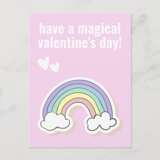 Magischer Valentinstag, Niedliche Kinder einhorn R Postkarte (Vorderseite)