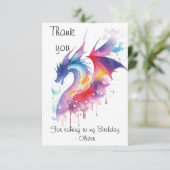 Magischer verzauberter Drache zum Geburtstag Dankeskarte (Stehend Vorderseite)