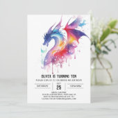 Magischer verzauberter Drache zum Geburtstag Einladung (Stehend Vorderseite)