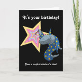 Magischer Wal eines Time Wizard Whale Cartoon Karte (Vorderseite)