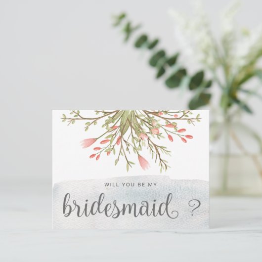 Magischer Wald | Bridesmaid Postcard Postkarte (Stehend Vorderseite)