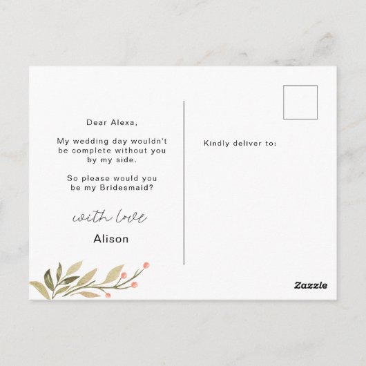 Magischer Wald | Bridesmaid Postcard Postkarte (Rückseite)