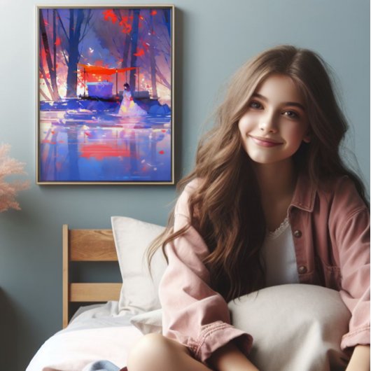 Magischer Wald farbenfrohe Zeit Fotodruck