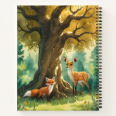 Magischer Wald Golden Tree Deer Fox Notizblock (Rückseite)